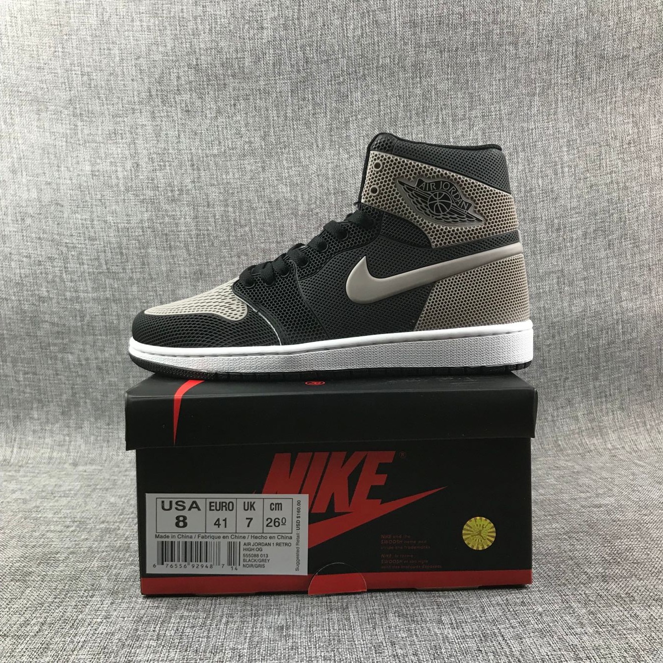 New Air Jordan 1 Drop Plastic Black Grey Shoes - Click Image to Close